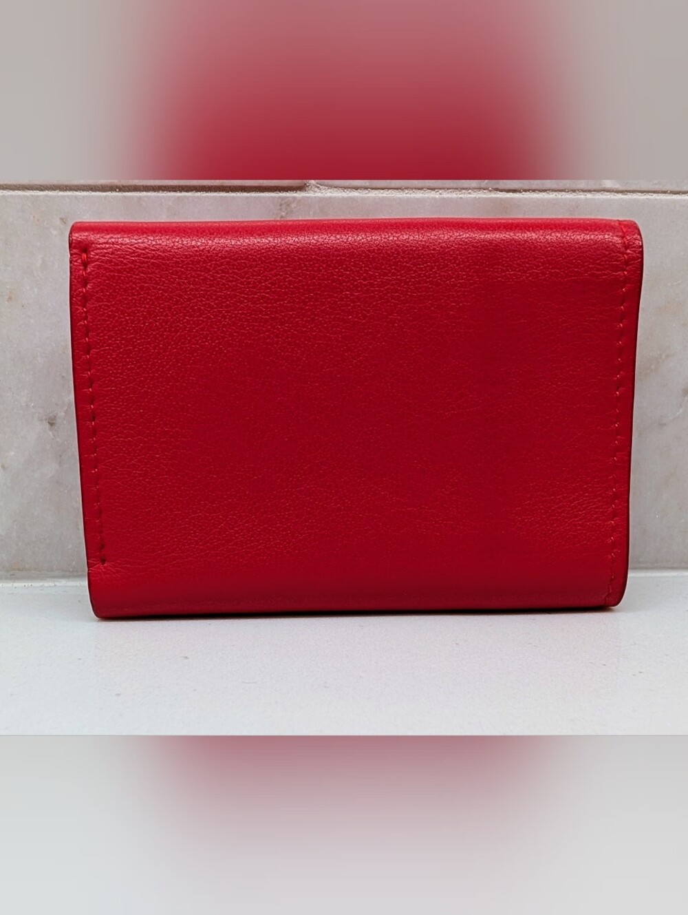 Balenciaga Red Leather Mini Envelope Wallet - Picture 2 of 8